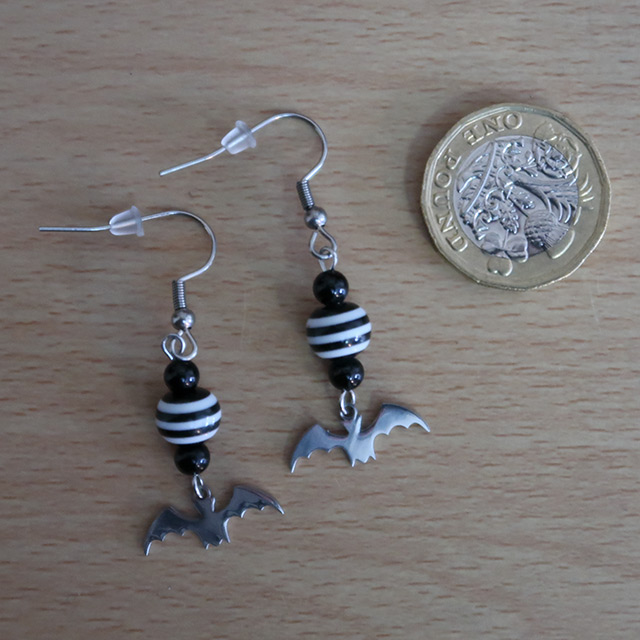 Bat earrings (reverse view)